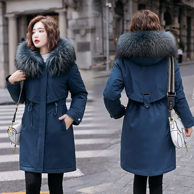 SWREDMI Thick Warm Winter Jacket Women Winter Coat With Fur Lining 5XL 6XL Hooded Female Long Winter Coat Parkas Snow Wear