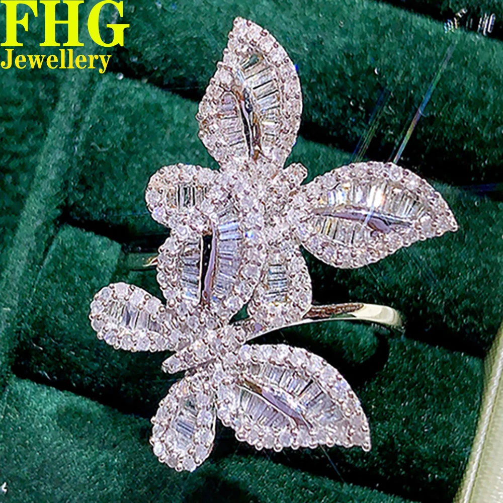 

18K Au750 White Gold Ring 0.9Carat Nature Diamond butterfly Ring Wedding Party Engagement Anniversary Fashion Elegant