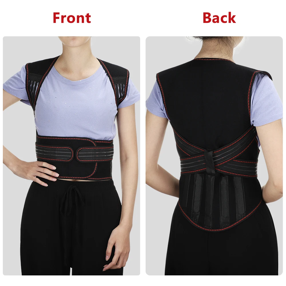 108pcs Magnetic Tourmaline Self-heating Brace Support Belt Back Pain Relief Spine Back Shoulder Lumbar Posture Corrector Therapy