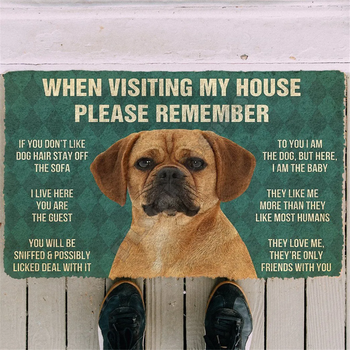 3D Printed Please Remember Puggle Dogs House Rules Custom Doormat Non Slip Door Floor Mats Decor Porch Doormat 04