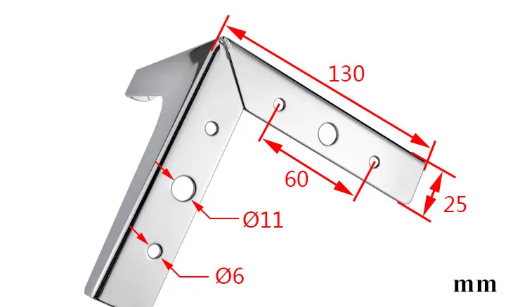 4 sztuk/partia trójkątne metalowe meble nogi wsparcie srebrny stolik nogi Sofa stóp meble akcesoria gumowe stóp łóżko Riser