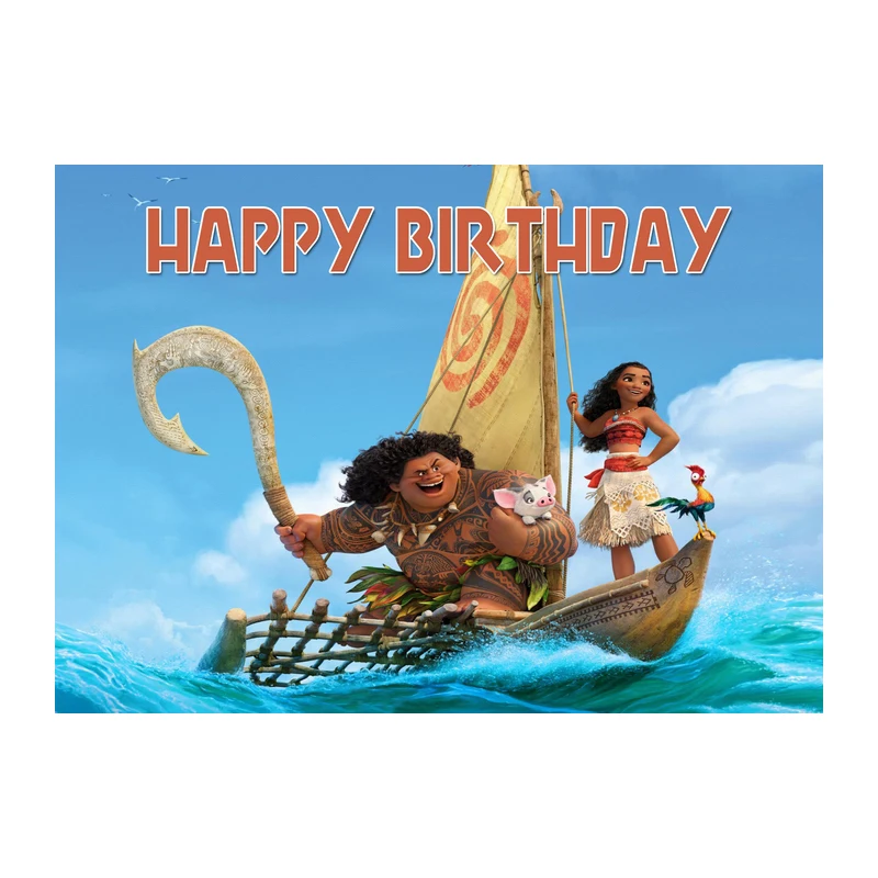 Disney Moana Photo Backdrop Girls Princess Birthday Baby Shower Cartoon Vaiana Photography Backgrounds Party Decors