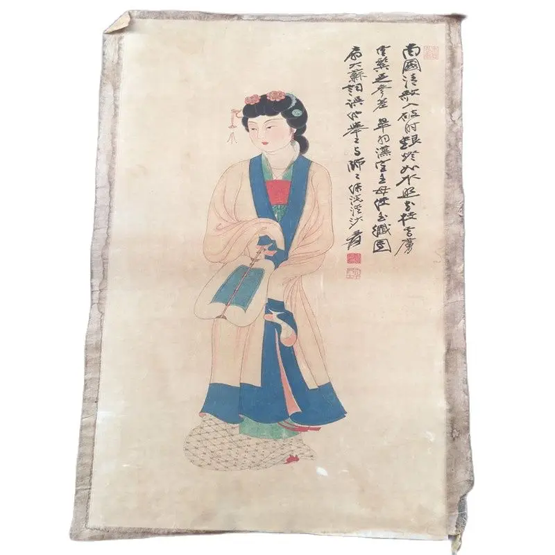 Chinese Old Scroll Zhang Daqian's Painting Of Ladies Painting Rice Paper Painting Slice