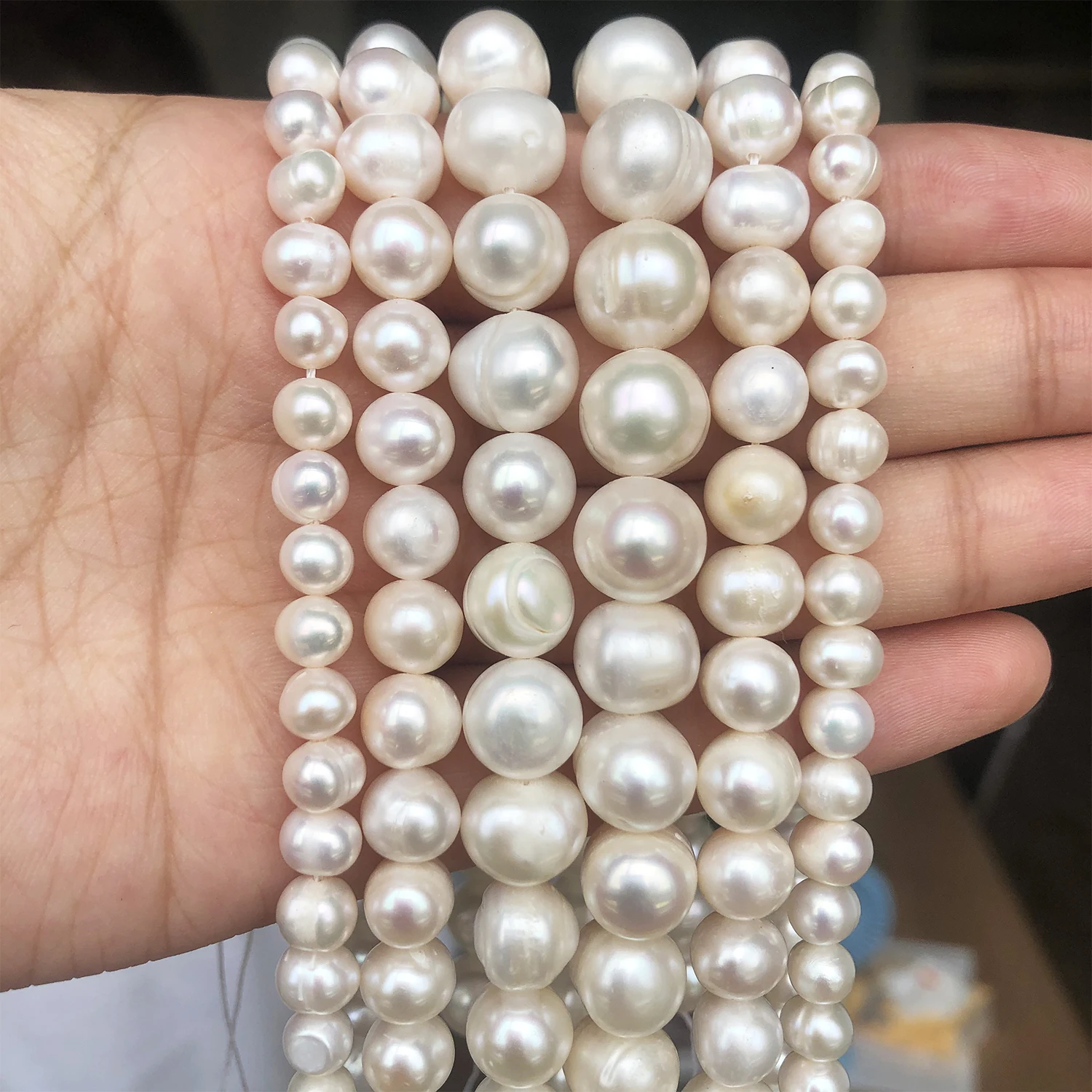 Natural Freshwater Pearls Beads White Pearls Beads For Women Jewelry Making DIY Bracelet Ear Studs 15\'\' 6mm 8mm 9mm 10mm 11mm