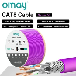 OMAY RJ45 CAT8 Shielded Cable 40Gbps 2000MHz S/FTP 22AWG 4PR Oxygn-Free Copper LSZH ANSI/TIA 568C.2-1& ISO/IEC TR 11801