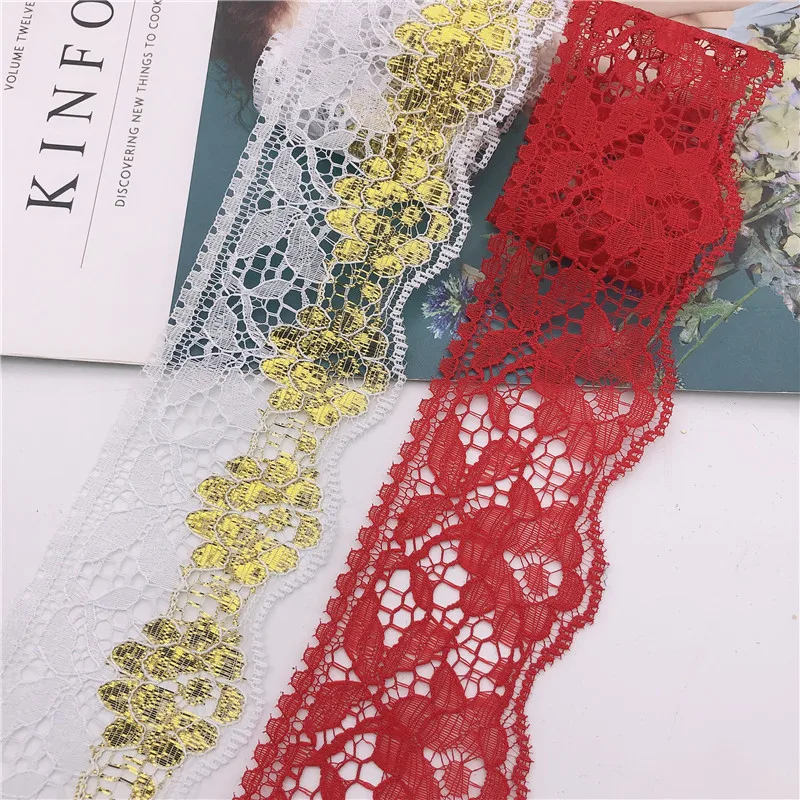 100yards Wholesale Beautiful Handicrafts Embroidered Net Lace Trim Ribbon-Lace 6cm wide 30colors