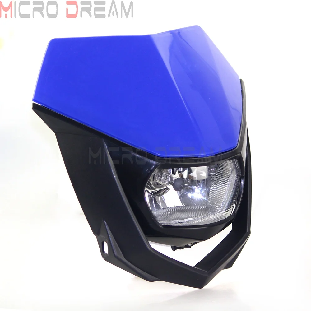 Enduro Cross Halo Headlight Blue Off Road Dual Sports Head Light Headlamp Fairing For XR125 XT350 WR250 WR426 YZ450 DRZ400SM