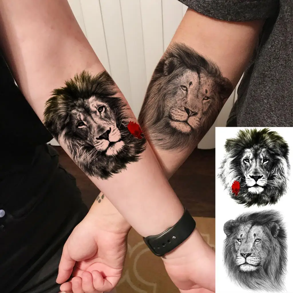 Tatouages Temporaires 3D en Forme de Tigre Noir et Rose pour Homme et Femme, Faux Tatouage Réaliste, Lavable, pour Avant-Bras