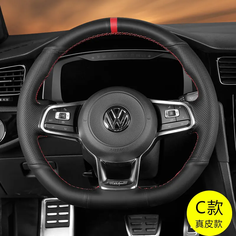 For VOLKSWAGEN golf 7/ rline gti DIY Custom hand sewn leather suede steering wheel cover