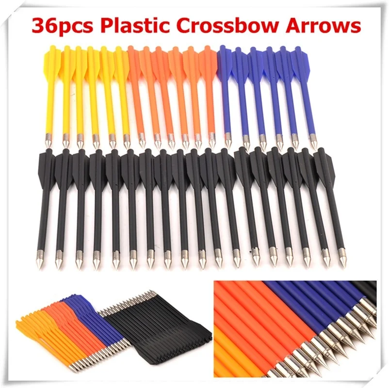 12pcs in 5 Colors Plastic Crossbow Bolts Arrows Length 160 mm Diameter 6.2 mm Archery