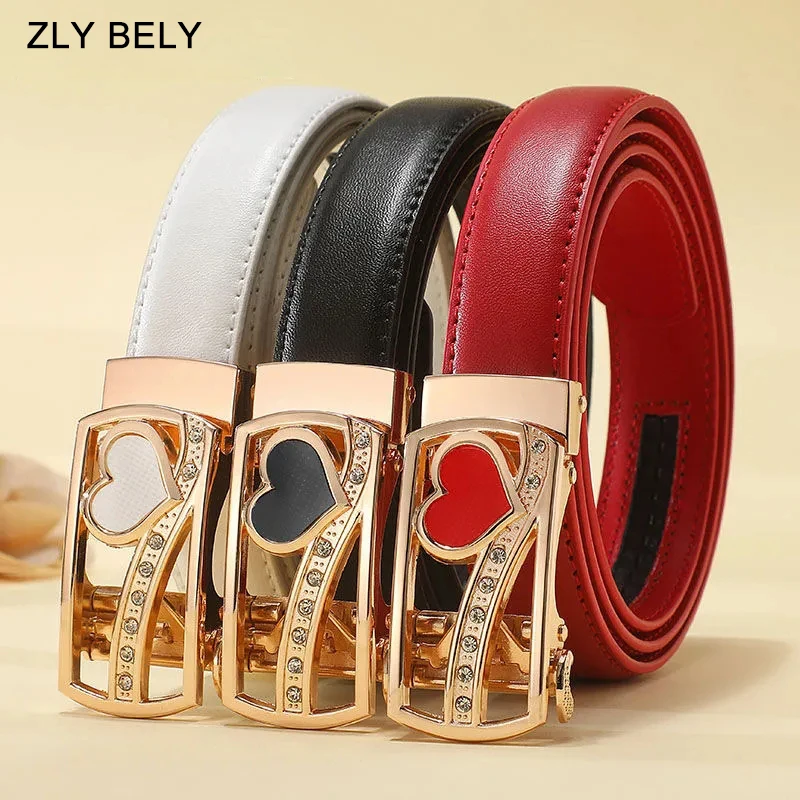 2021 New Fashion Belt Women Men Unisex PU Leather Material Automatic Metal Alloy Buckle Heart Pentagram Dolphin Decorate Belt