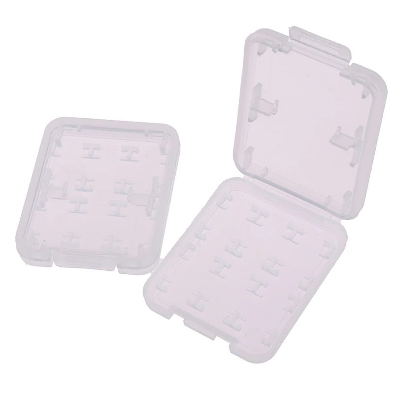 

2Pcs 8 in 1 Transparent Hard Micro SD SDHC TF MS Memory Card Storage Box Protector Holder Hard Case Memory Card Storage Box