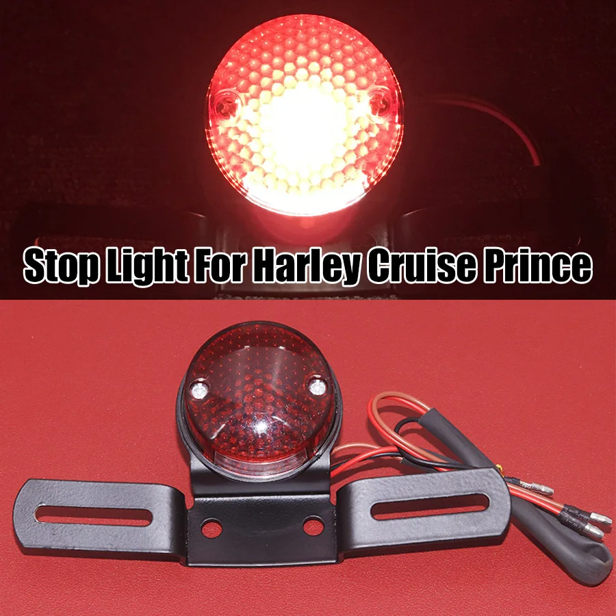 Motorcycle 12V LED License Plate Brake Light For Harley Cruise Prince Lights  Stop Light For Harley Cruise Prince Chopper Bobber