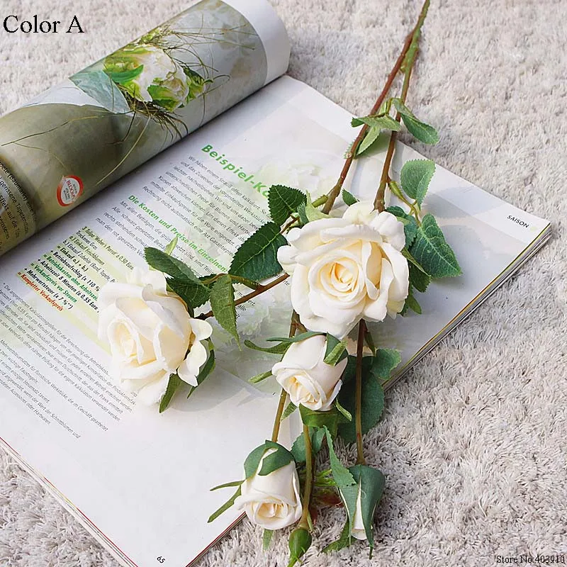 2024 Korean dreamy rose branch silk artificial flowers Valentine\'s day wedding flores
