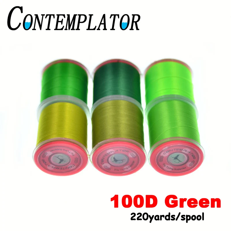 CONTEMPLATOR 6pcs Green Colors Fly Tying Thread 100D Slightly Twisted Waxed Threads For Trout Flies