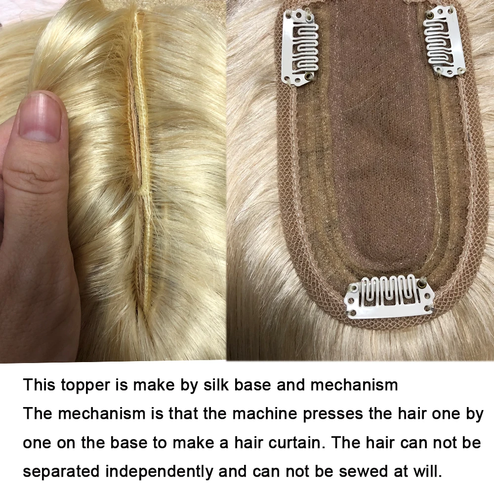 SEGO 7x13CM Echthaar-Topper mit Pony für Frauen, Seidenbasis, natürliche Haarteile, Perücken für Haarausfall, Volumenabdeckung, graues Haar – Detail 9