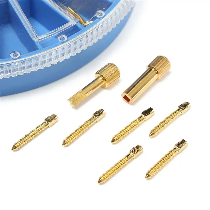 Poste Dental chapado en oro, poste de tornillo y llave, pasadores dentales, suministros de materiales dentales, 50 piezas en bolsa