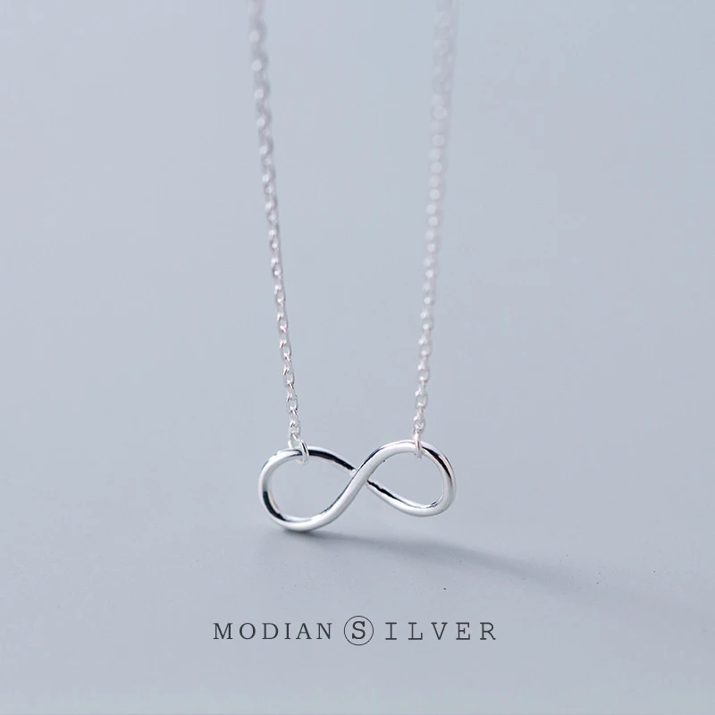 Modian Authentic 925 Sterling Silver Infinite Love Neckalce for Women Rose Gold Color Gold ColorStatement Jewelry Bijoux