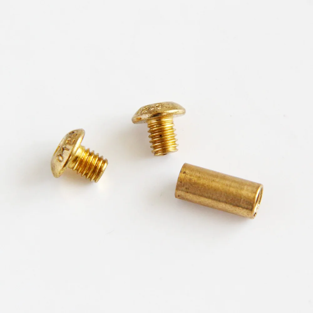 2Pcs ทองเหลือง Fastener DIY มีดจับ Pin สกรู Nut Rivet หกเหลี่ยมซ็อกเก็ตปุ่มหัวหมวกสกรู