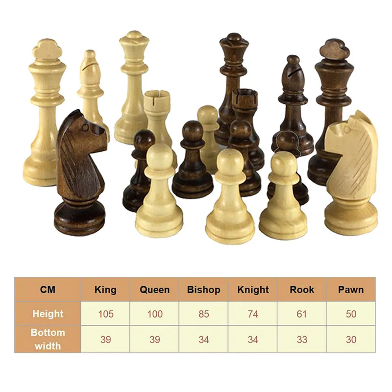 Luxury King Height  54/65/80/105mm Wooden Chess Game Chess Pieces Set Wooden Chess Set for Table Game Complete Chessmen