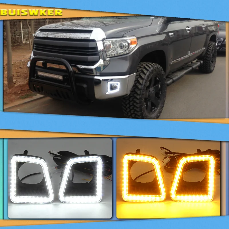 

2Pcs For Toyota Tundra 2014-2021 Car Front Bumper Lights 12V LED Daytime Running Lights DRL fog lamp