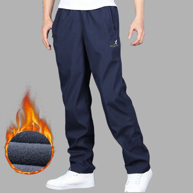 Inverno masculino quente calças casuais calças outono veludo quente calças retas de secagem rápida solto sweatpants wear-resistant 5xl