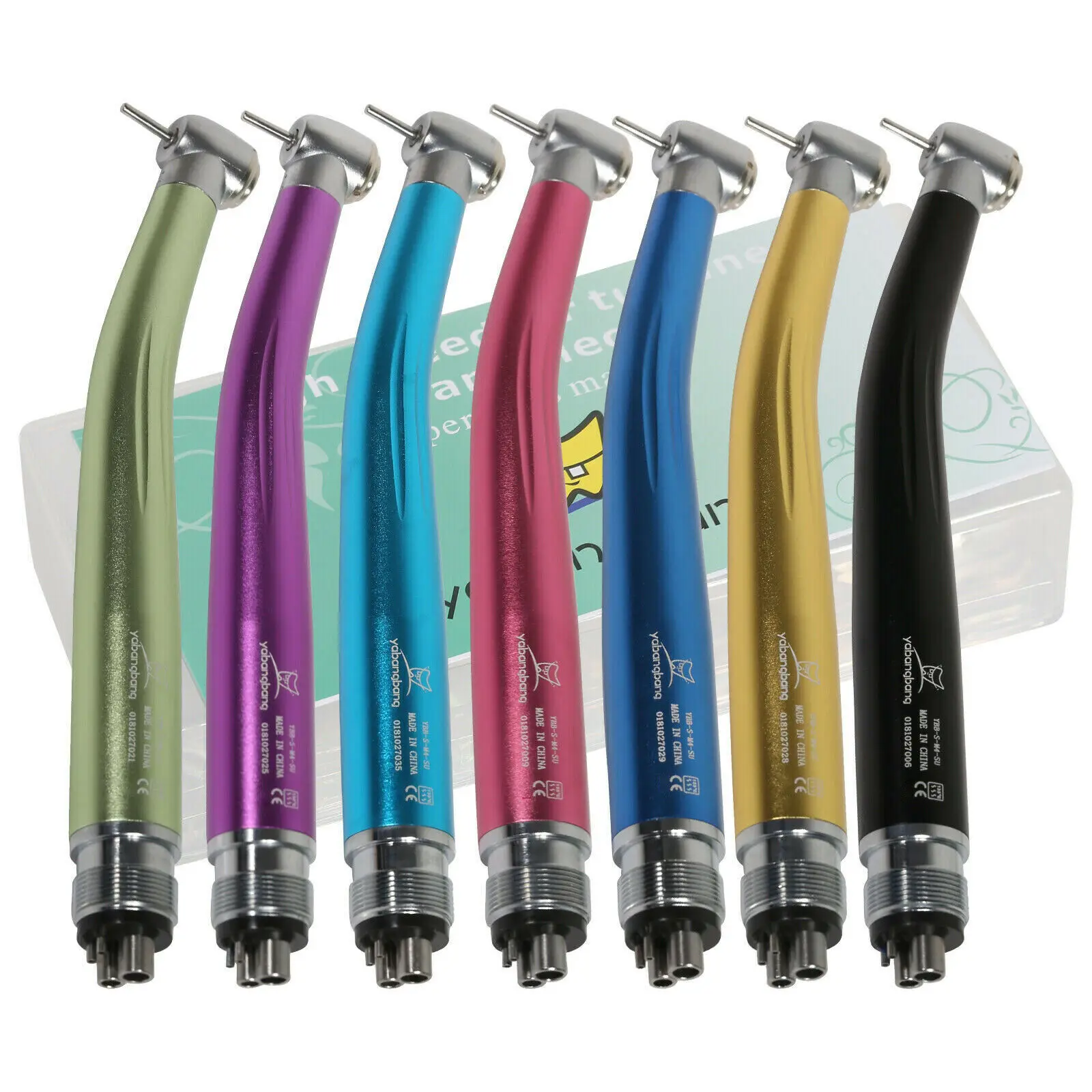 7 PCS Rainbow Dental PANA MAX High Speed Handpiece Single Water Spray Air Turbine Push Button 2/4Holes COLORS Fit NSK