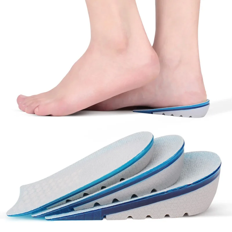 TPE Heightened Insole Height Increase Half Shoes Pad Men Women Silicone Gel Invisible Growing Heel 1-3cm Lift Soles