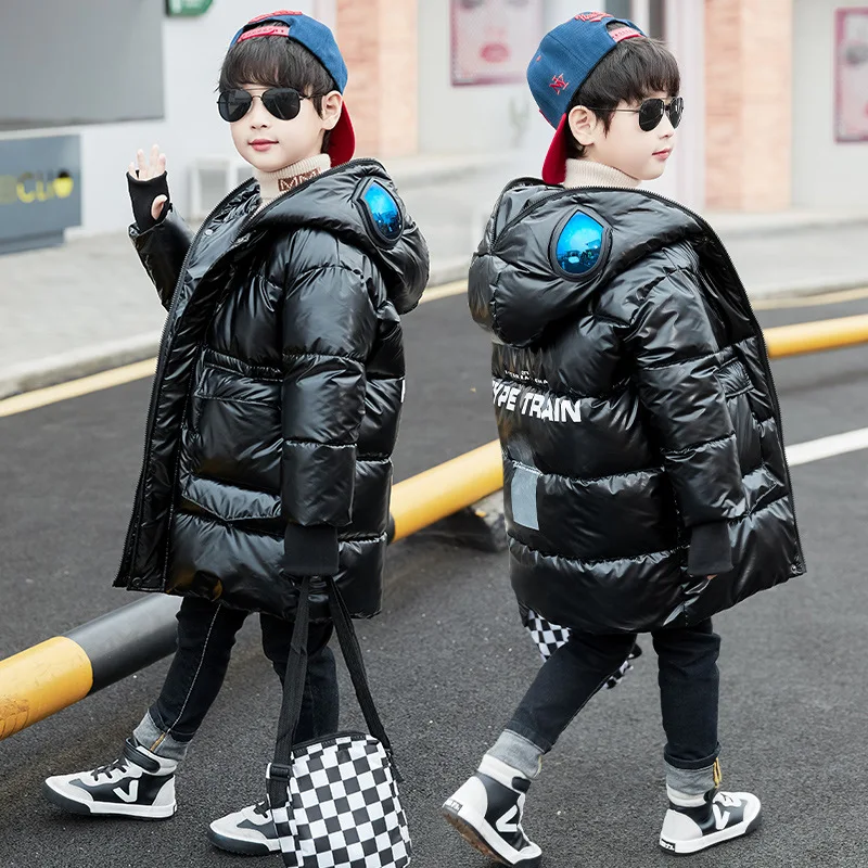 Christmas Costumes For boys Teen Children Clothing Long Silver Jacket Baby boy Clothes Coat Snowsuit Outerwear Parka Snow Wear