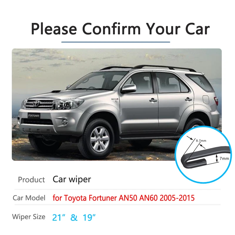 Car Wiper Blade  for Toyota Fortuner 2005~2015 AN50 AN60 Front Windscreen Windshield Wipers 2006 2007 2010 2011Car Accessories