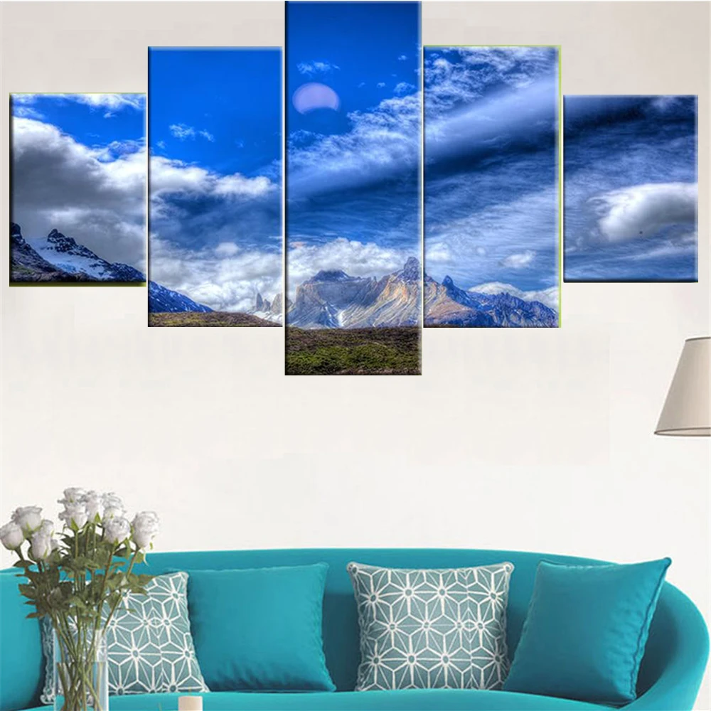 

5 Pieces Wall Art Canvas Painting Landscape Blue Sky Poster Gunsan Home Decor Modular Framework Pictures Modern Living Room