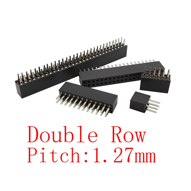 

10Pcs Black 1.27 mm Pitch Double Row Female Pin Header Socket Straight Strip 1.27mm Pinheader PCB Board Connector 2x3Pin-2x50Pin