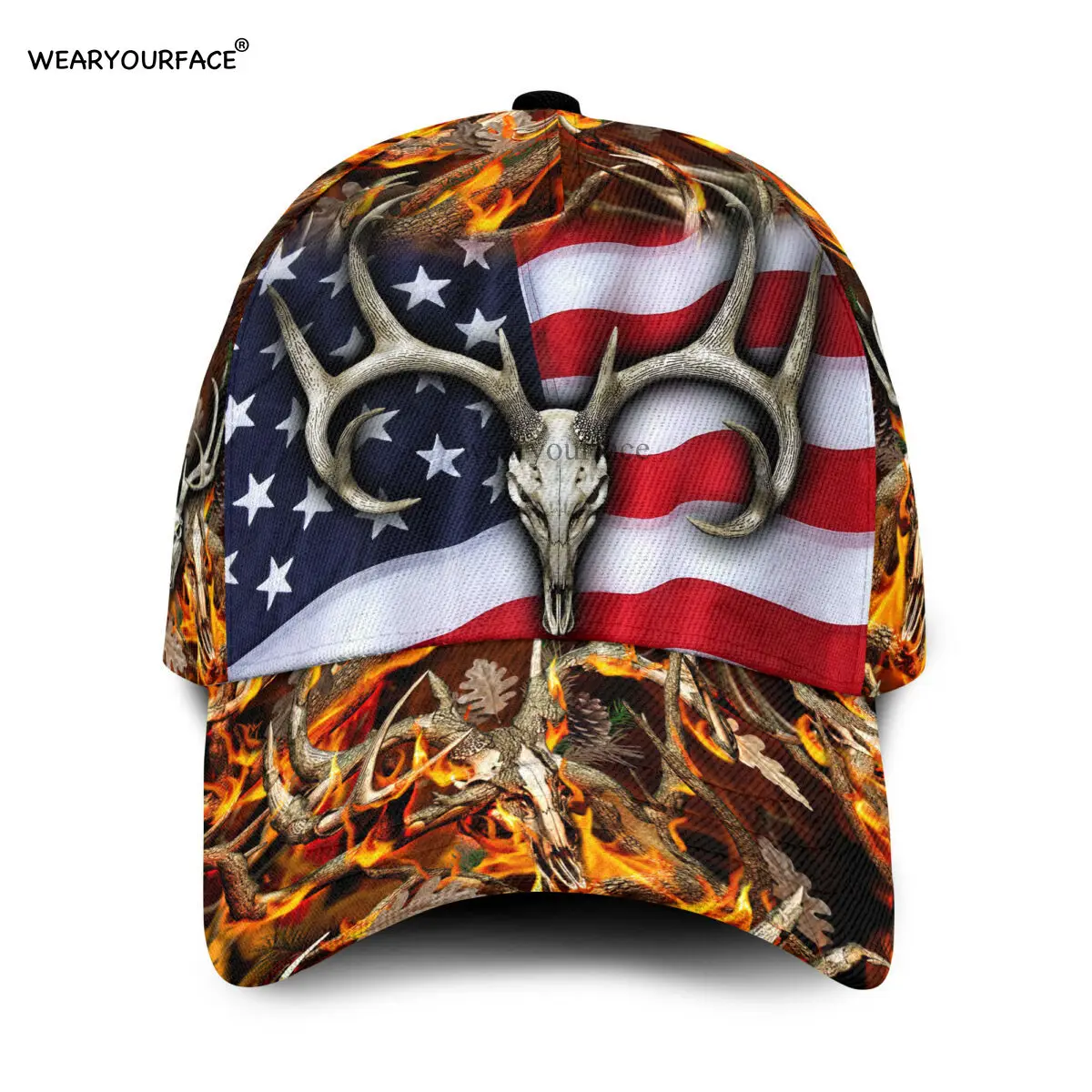 Deer Moose Hunting Animals 3D All Over Printed Snapback Hat Men Women Adult Sports Headwear Outdoor Sun Visor Baseball Cap