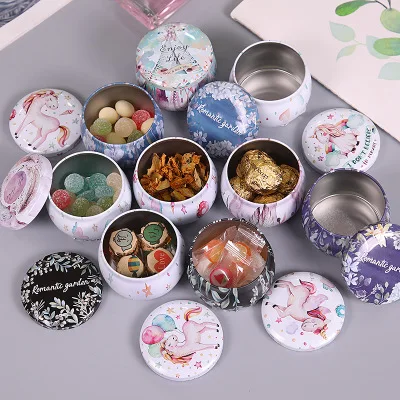 

Portable Mini Small Bubble Seal Metal Tea Can Tinplate Round Stretch Candle Can kitchen canisters candy jar tea coffee sugar