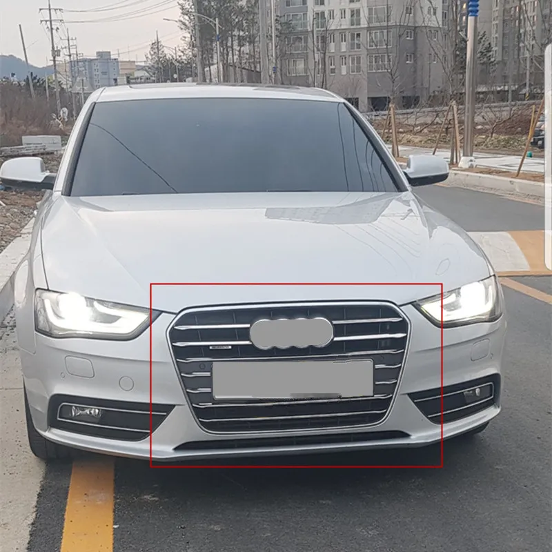 11pcs Stainless Steel Car Front Grill Grille Decorative Cover Trim Strips For Audi A4 B8 2013-2016 Car Styling Decals