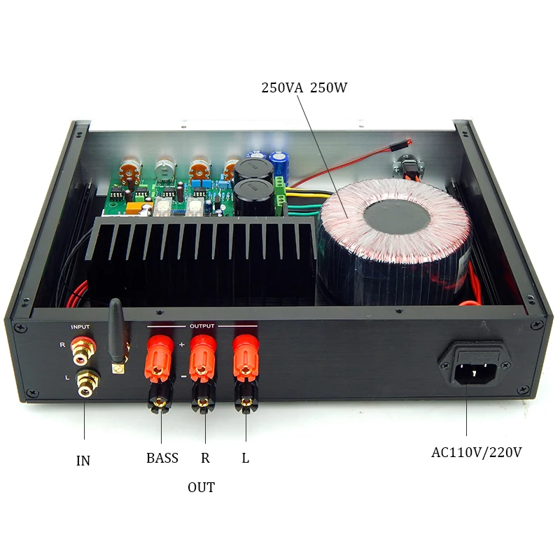 350W HiFi ClassA Amplifier STK401 *2 2.1CH Subwoofer Bluetooth5.0 JRC5532 OP AMP Preamplifier 70W + 70W +200W