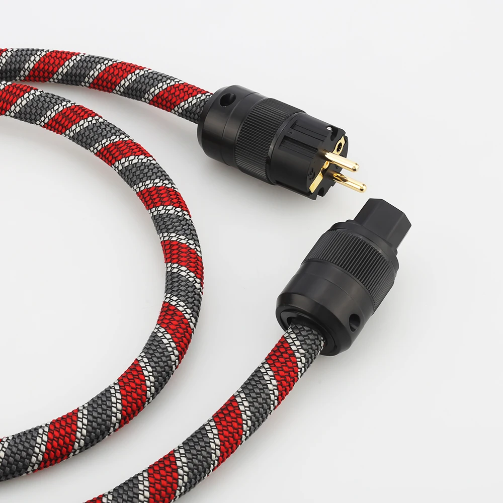 สายไฟ HI End สายไฟ EU Gold-Plated ปลั๊กยุโรปสำหรับเครื่องขยายเสียง HIFI Audiophile ยุโรปสายไฟ AC