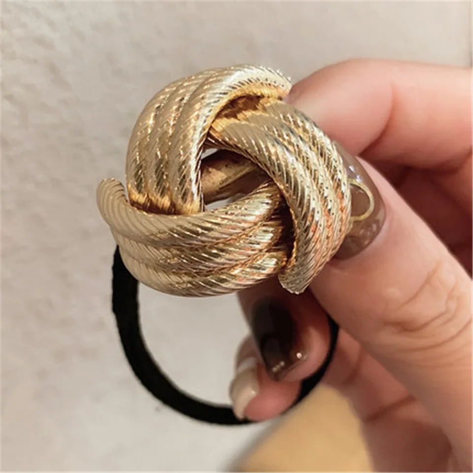 Fashion Women Gold Alloy Hair Ties For Girls Ponytail Holder Pearl Elastic Hair Ropes Bands Punk Gothic Letter Hair Accessories