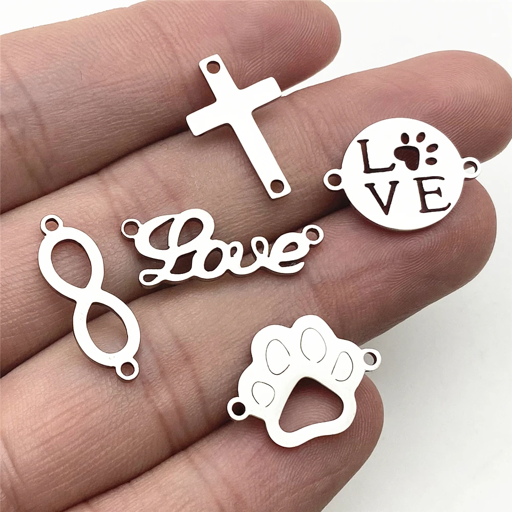 10pcs/lot Stainless Steel Infinite Love Pet Charms dog Fit Bracelet Connectors Charm Necklace Jewelry Handmade Diy Jewelry Make