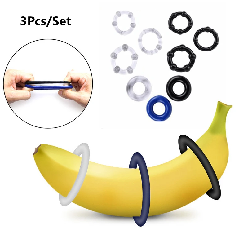 3 Pcs/Set Cock Penis Ring Bead Penis Ring Male Delay Ejaculation Lasting Silicone Erection Ring Sex Toys For Men Adults