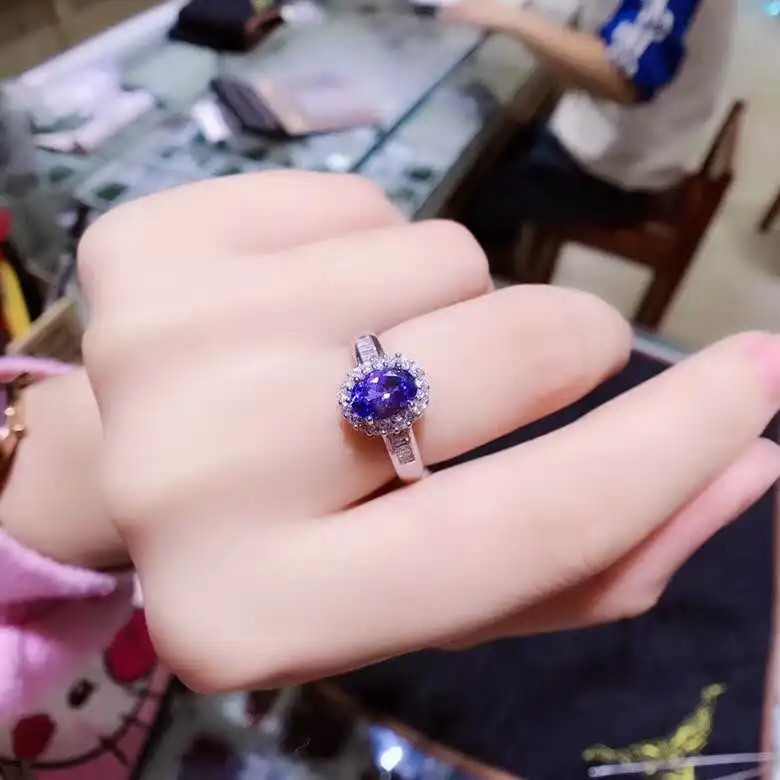 

Natural And Real Tanzanite luxury ring ring Free shipping gemstone 925 sterling silver Fine jewelry