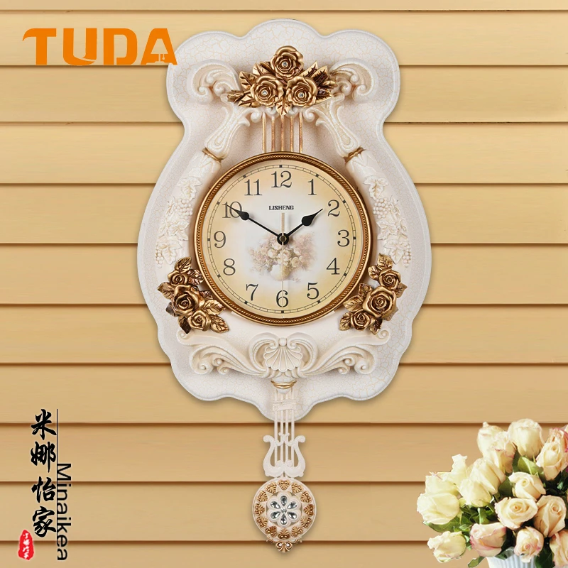 European Swing Wall Clock Living Room Cool Creative Large Simplicity Fashion Pocket Watch Bedroom Noiseless American Wall Clock