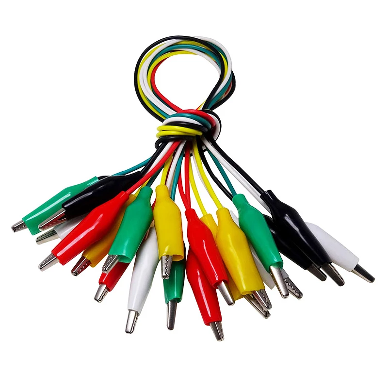 10 sztuk zacisków krokodylkowych Elektryczny kabel testowy DIY Podwójny przewód zasilający z zaciskiem Naprawa kolorowych przewodów zaciskowych krokodylkowych
