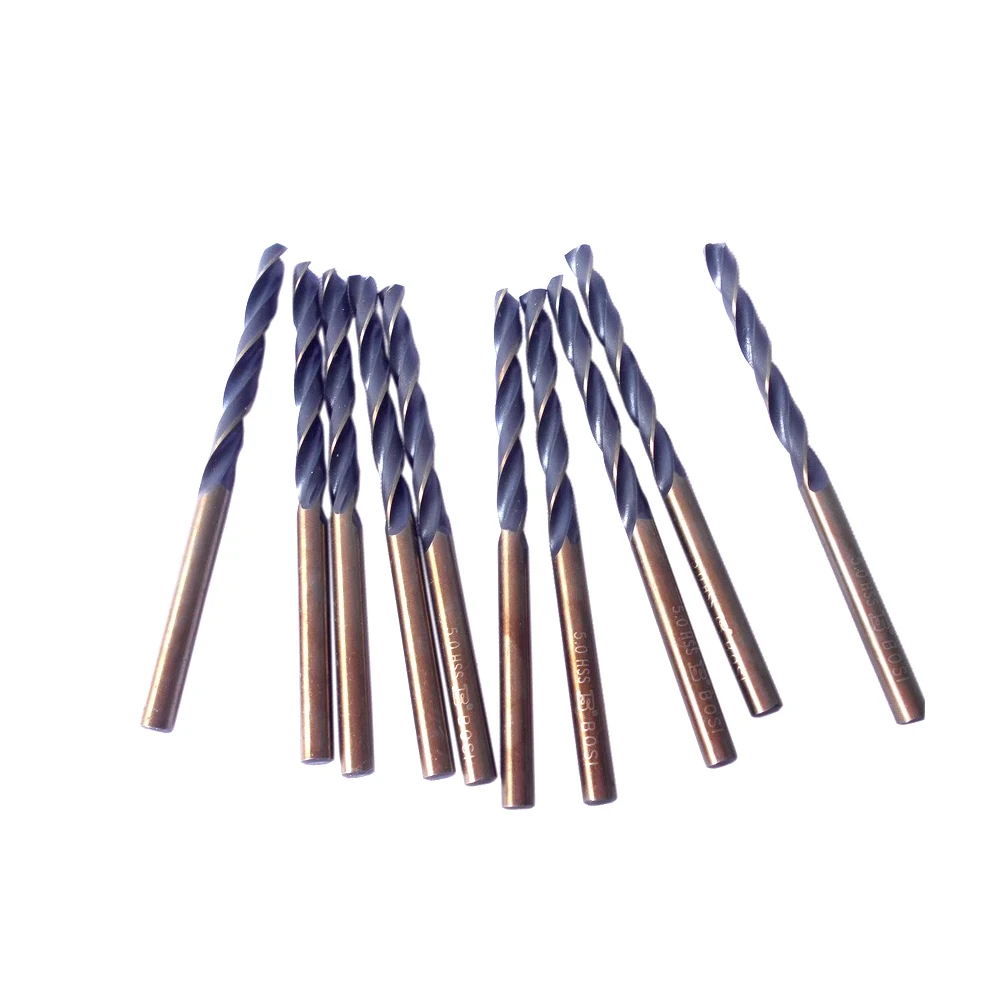 SIJIBOSI-HSSストレートシャンクツイストドリルビット,卸売り,10ピース/パック,5.0mm, HRC65-68