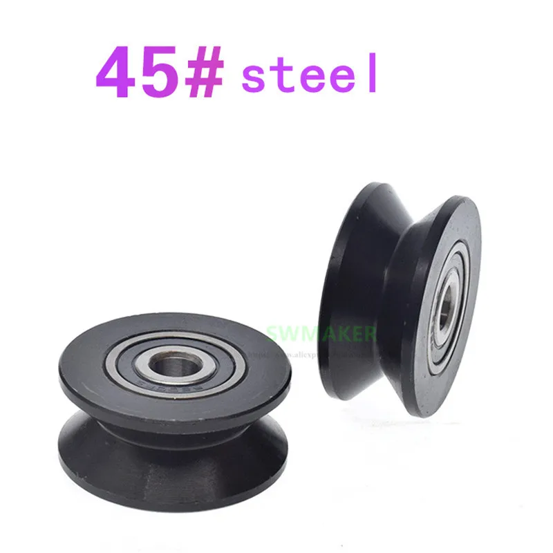 1pcs V 10*49*22mm 6200 Double Bearing Roller, Metal Right Angle V-groove Rail Wheel, 50mm Outer Diameter Steel guide Pulley