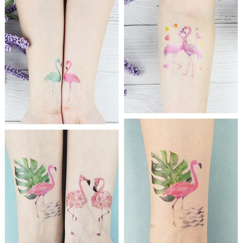 5ชิ้น/เซ็ตTattooสติกเกอร์Flamingos Watercolorดอกไม้นกกันน้ำชั่วคราวDisposable Body Artแต่งหน้าTatouage Temporaire