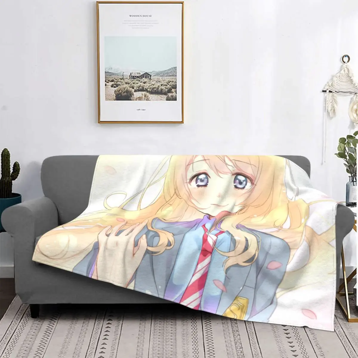 

Your Lie In April Blankets Fleece Decoration Ultra-Soft Throw Blankets for Bedding Bedroom Plush Thin Quilt