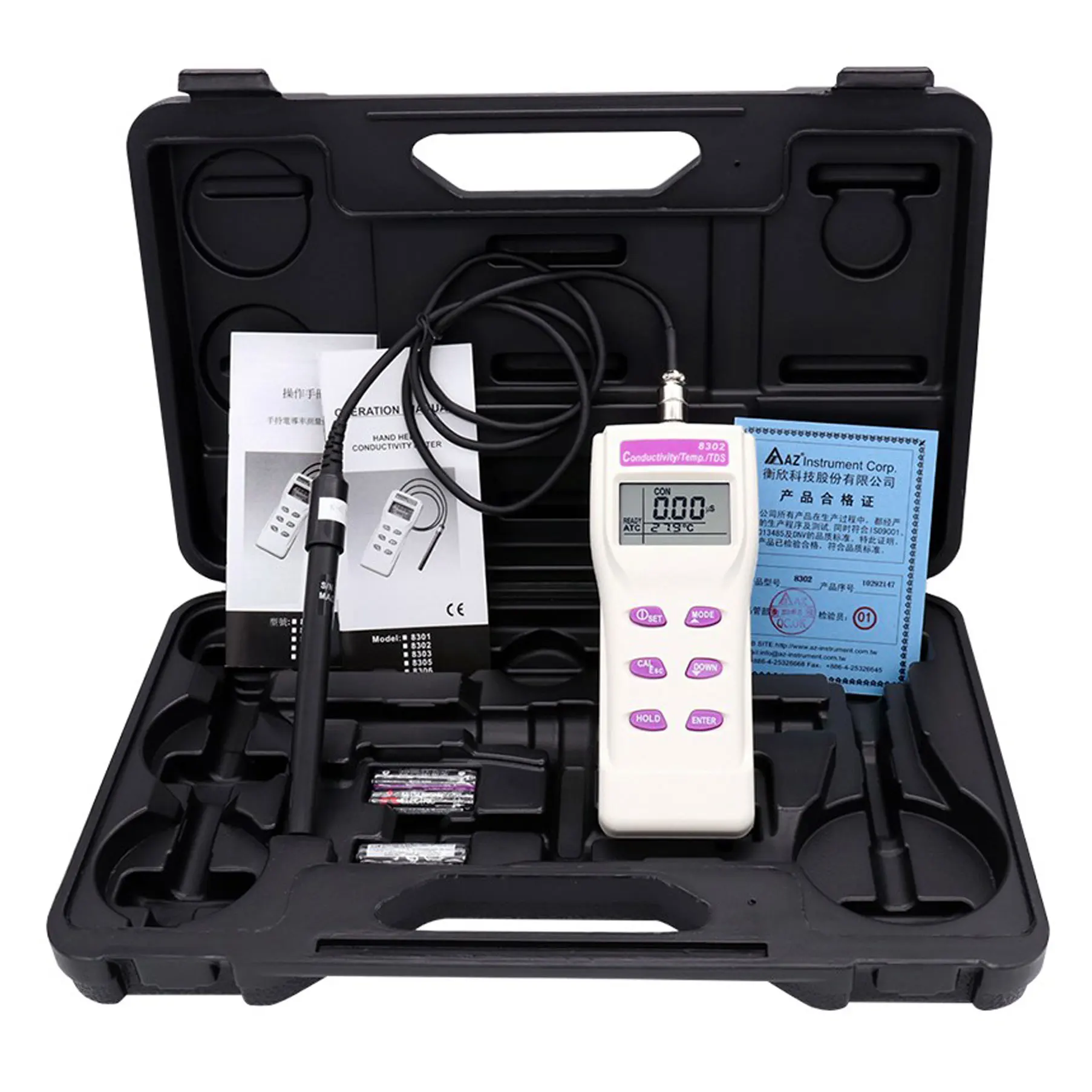 AZ8302 Medidor de conductividad y TDS de calidad del agua eléctrica digital Probador de conductividad de piscinas de granja acuática de acuicultura