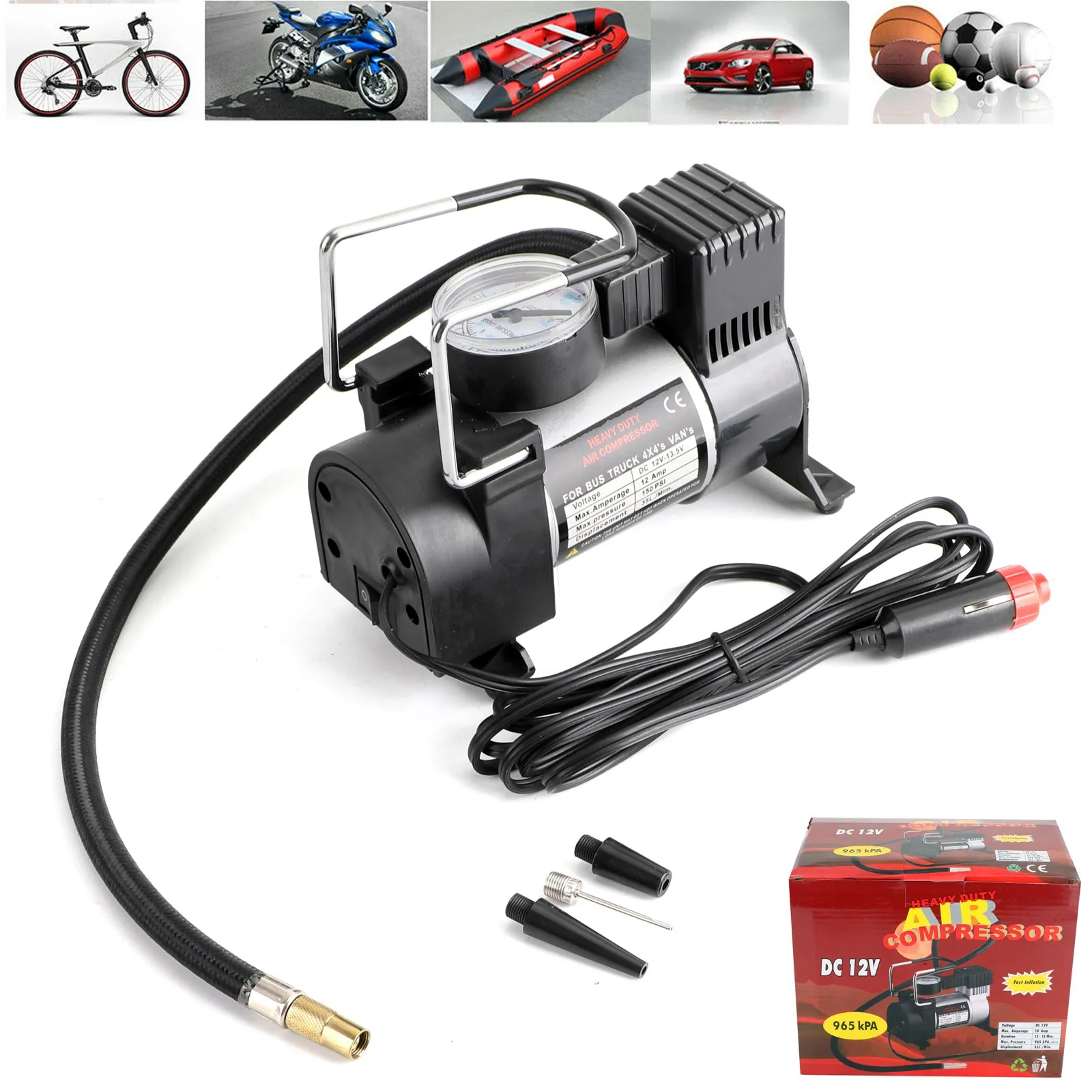 

Areyourshop 12V Portable Car Electric Inflator Pump Air Compressor 140Psi Electric Tire