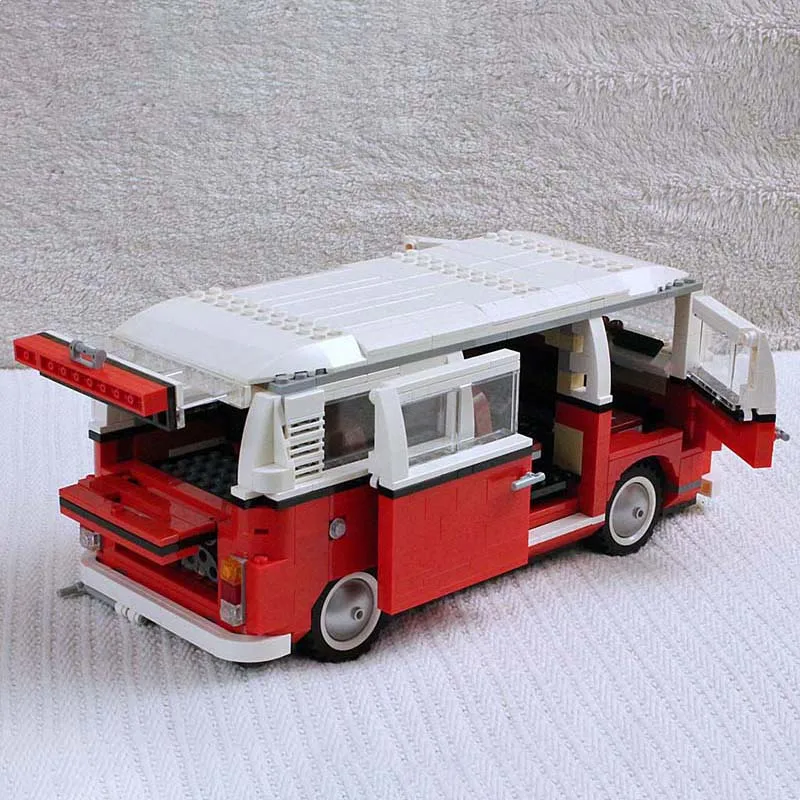 

NEW 1133Pcs Technical Car T1 Camper Van Red Bus Model Bricks Set MOC 10220 Creative Vehicle Building Blocks Toys for Kids Gifts